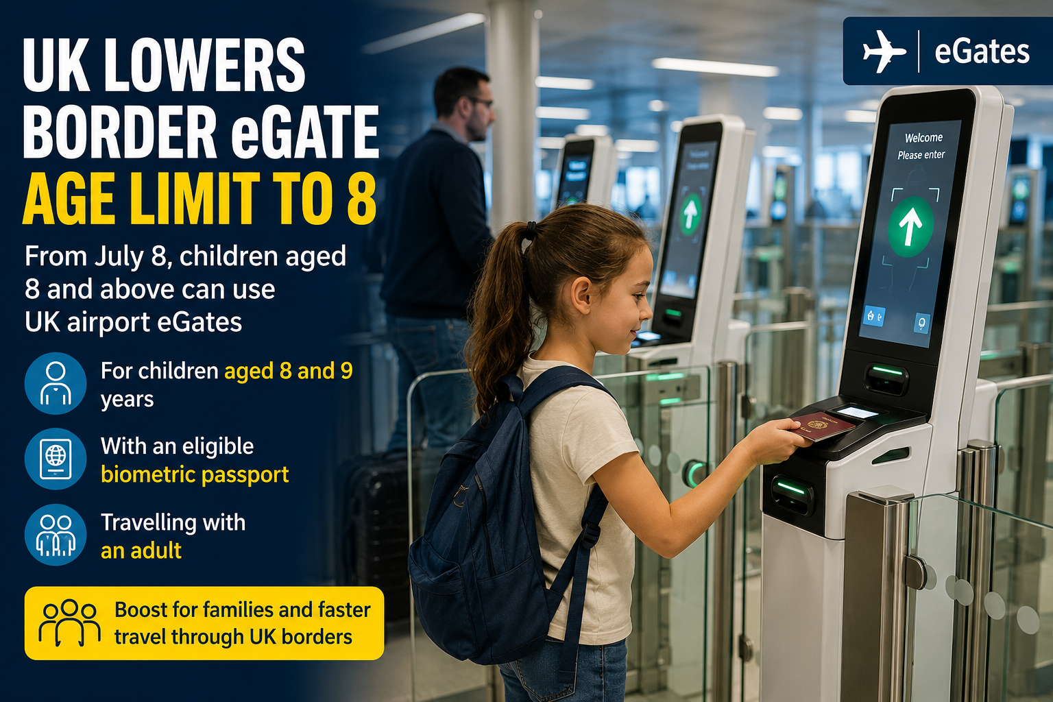 UK Lowers Border eGate Age Limit to 8 in Boost for Family Travel